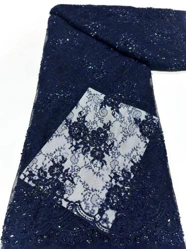 Hot-sale French textiles embroidery with sequin lace fabric suitable for sublimation