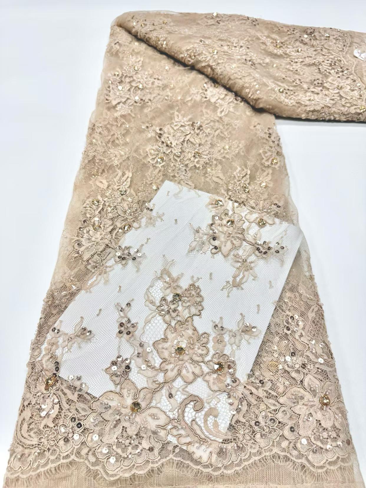 European style sequins embroidered wedding high density lace dress