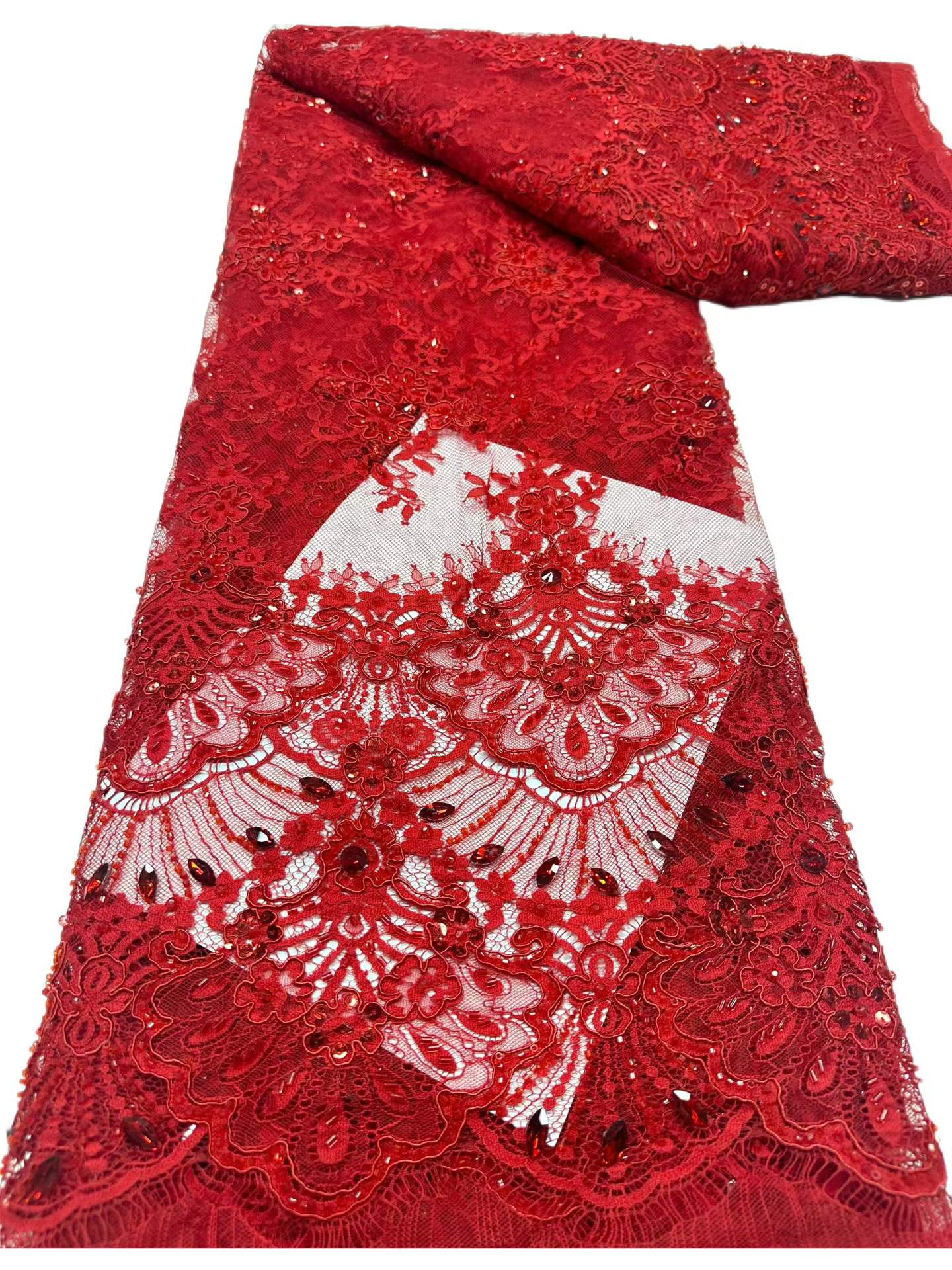 European style sequins embroidered wedding high density lace dress