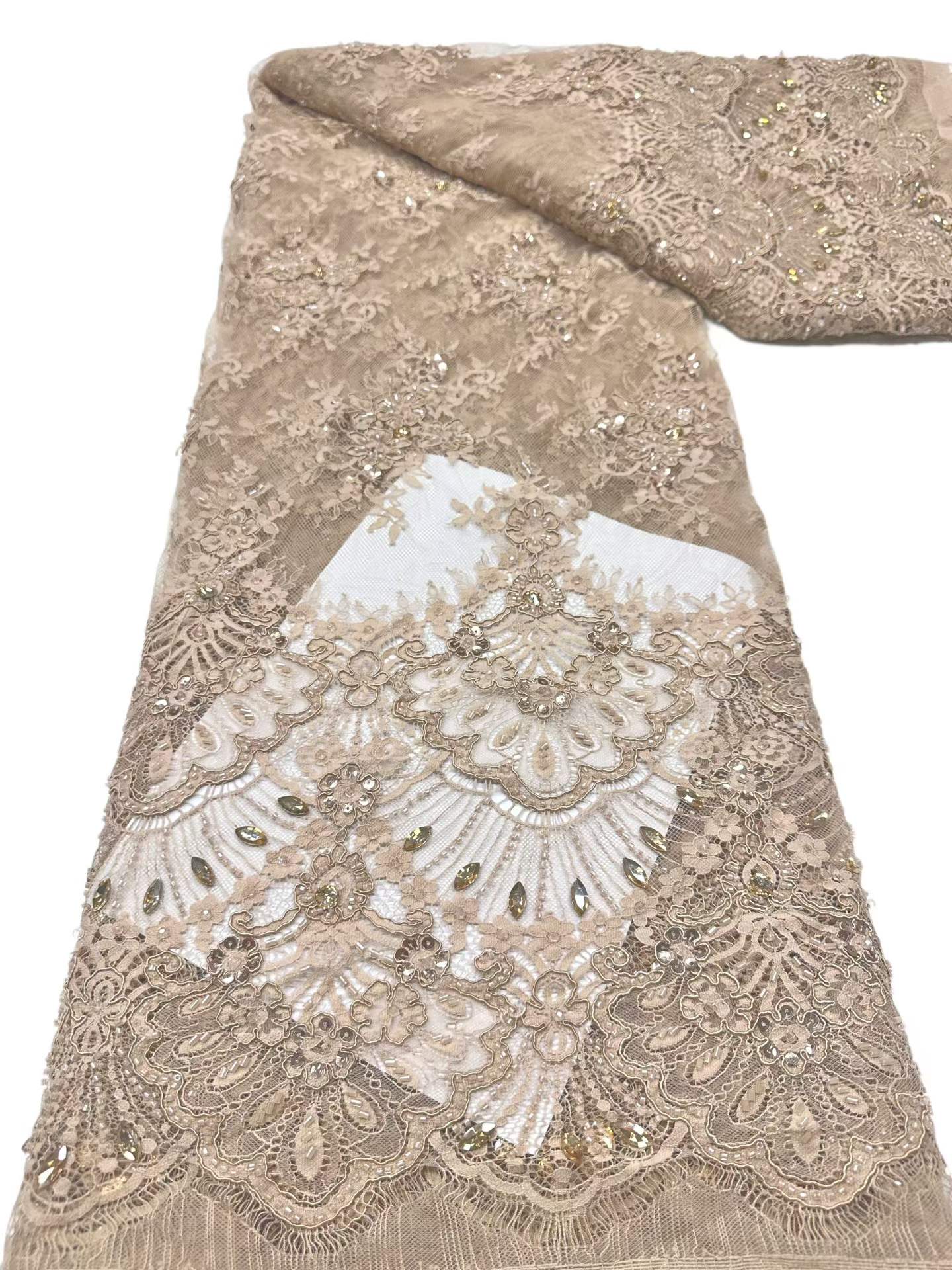 European style sequins embroidered wedding high density lace dress