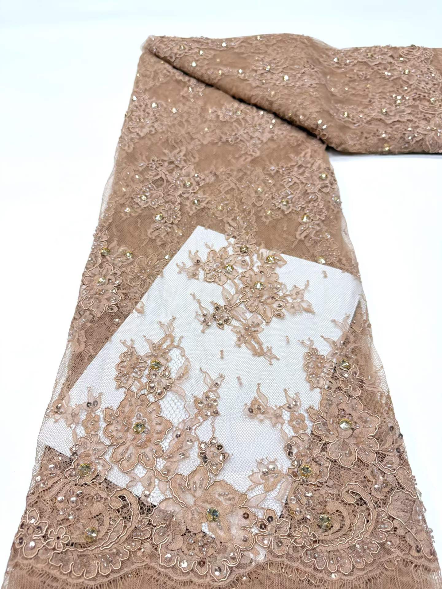 European style sequins embroidered wedding high density lace dress