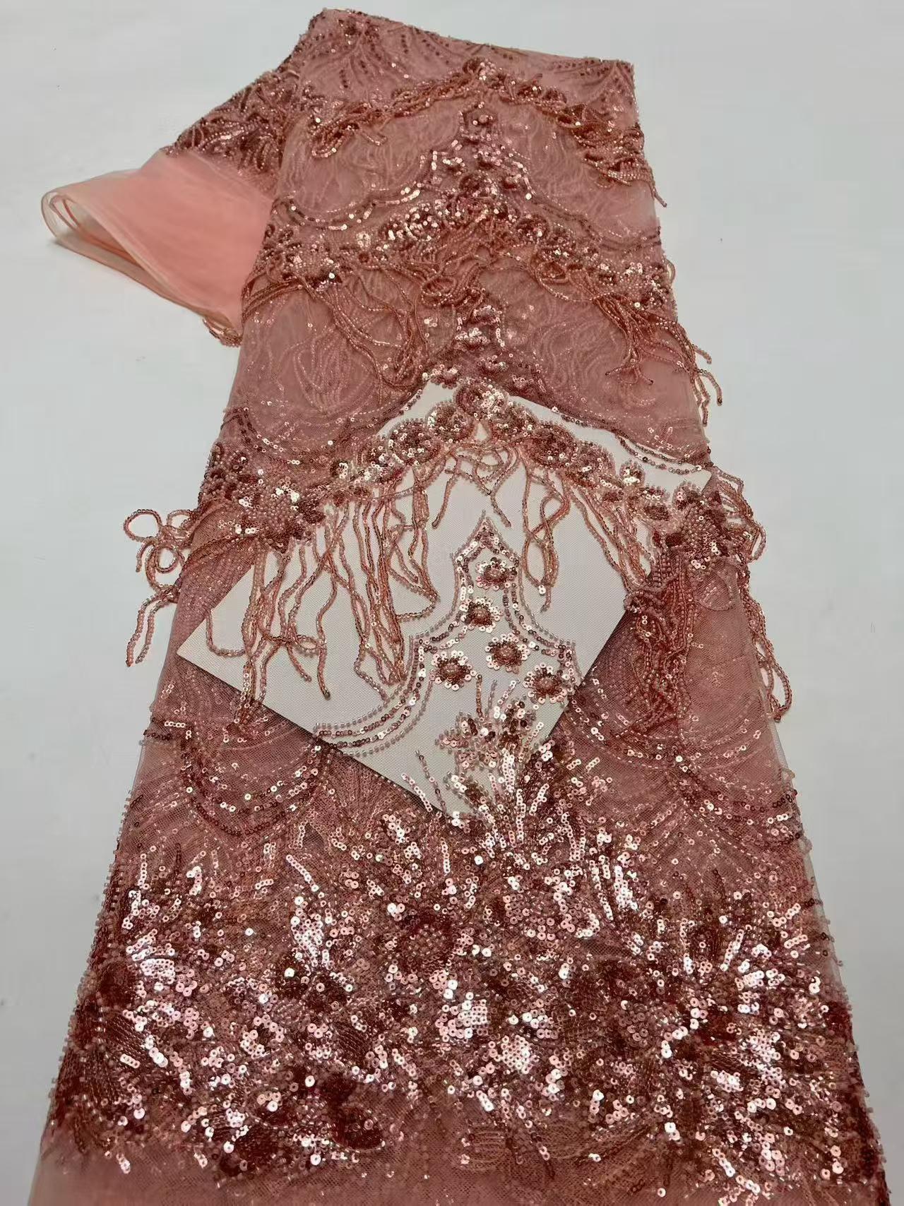 European style sequins embroidered wedding high density lace dress