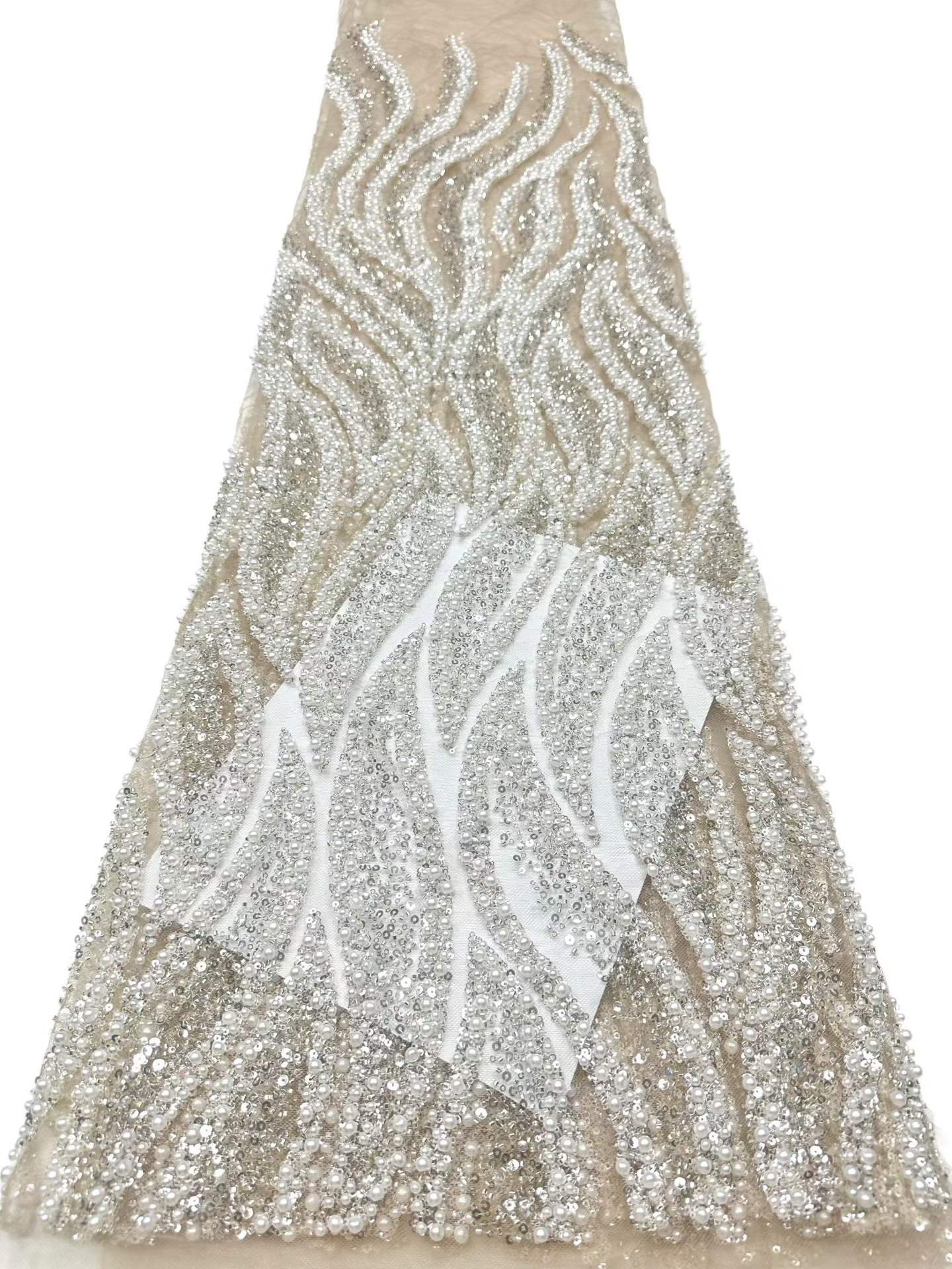 European style sequins embroidered wedding high density lace dress