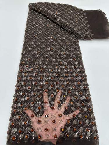 Hot-sale French textiles embroidery with sequin lace fabric suitable for sublimation