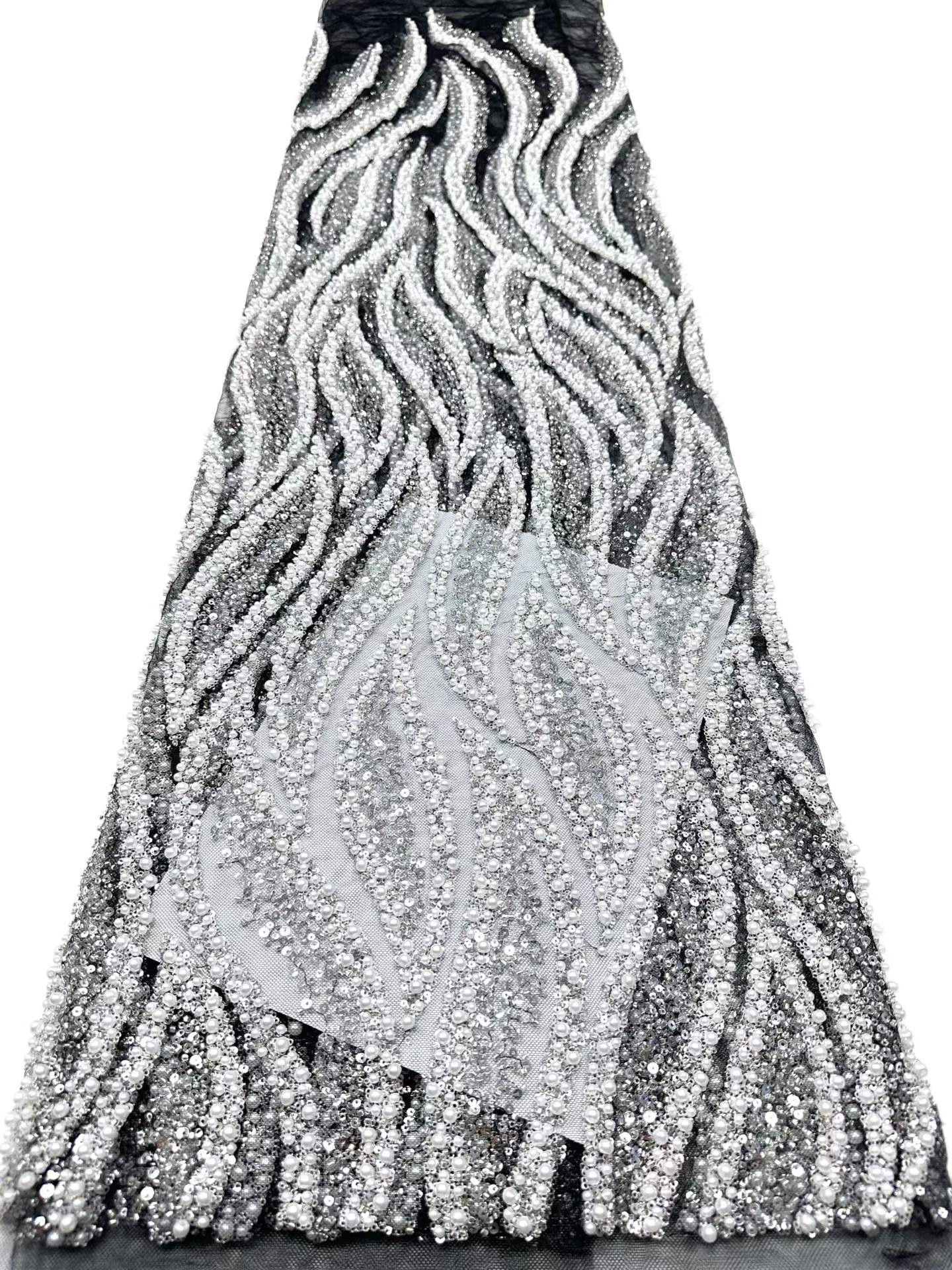 European style sequins embroidered wedding high density lace dress