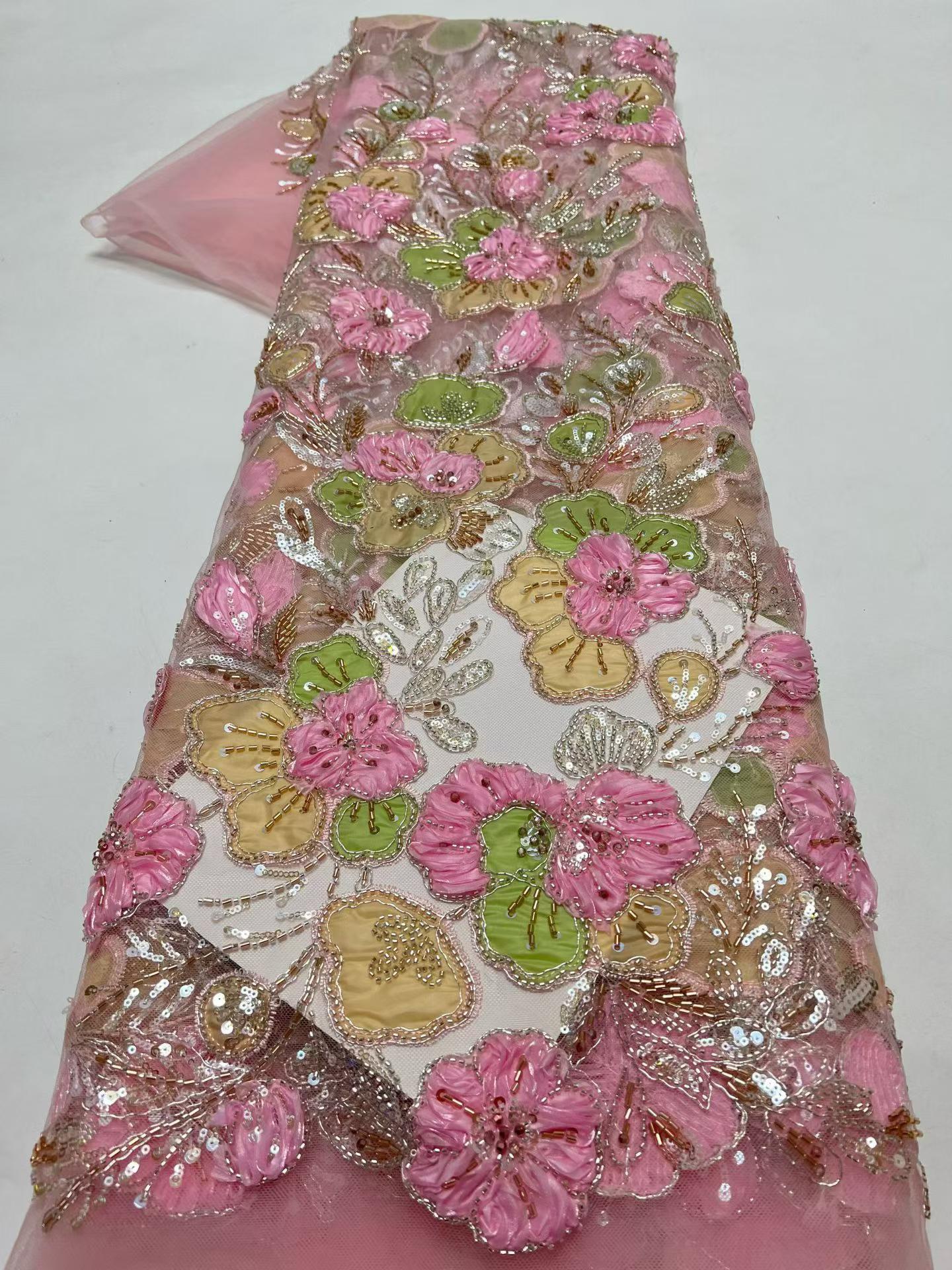 European style sequins embroidered wedding high density lace dress