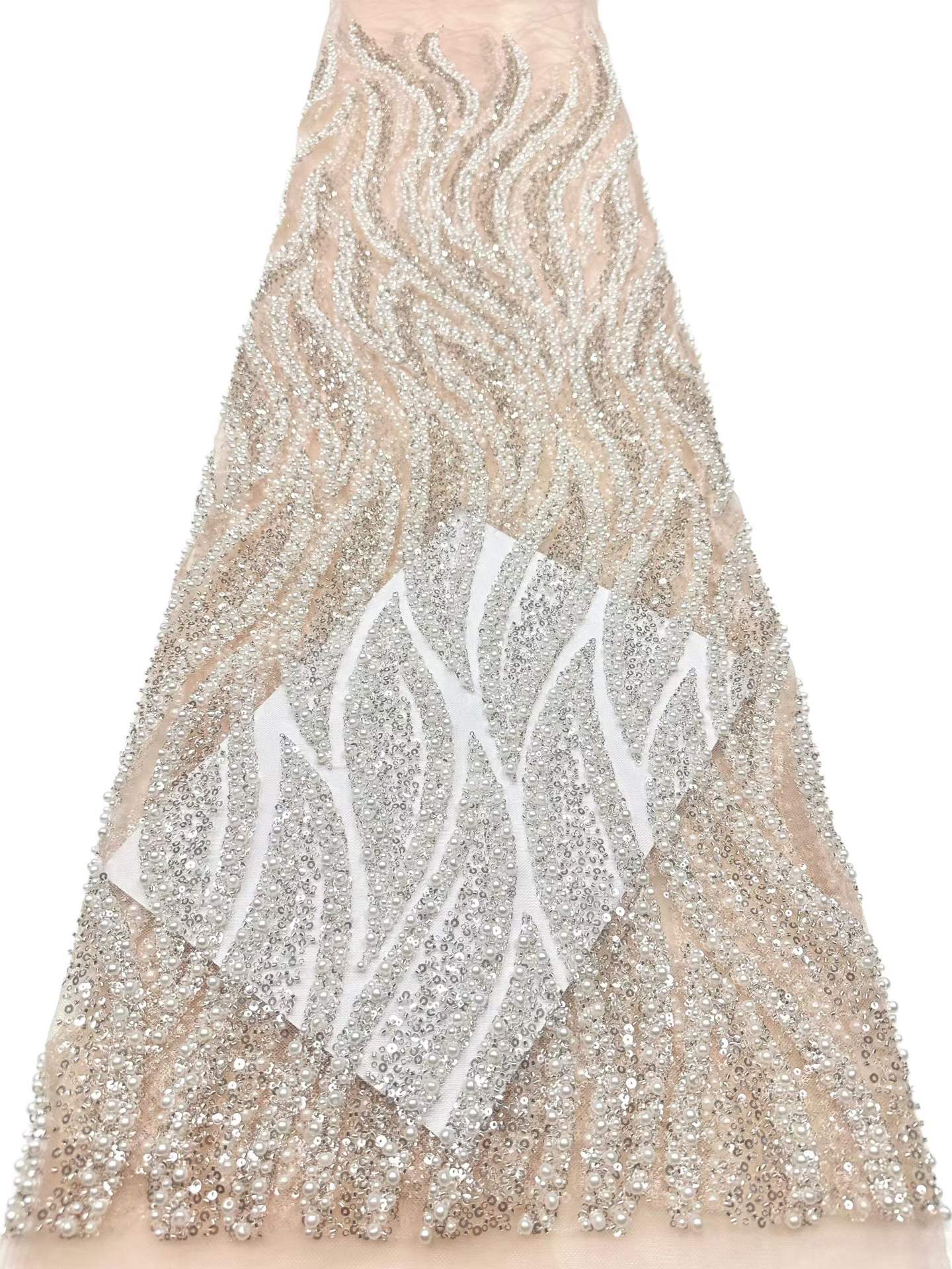 European style sequins embroidered wedding high density lace dress