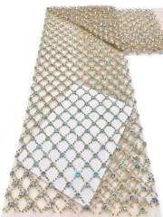 Shiny bridal tulle lace with heavy beads and pearls luxury crystal sequins lace for wedding dress