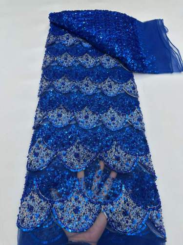 Hot-sale French textiles embroidery with sequin lace fabric suitable for sublimation