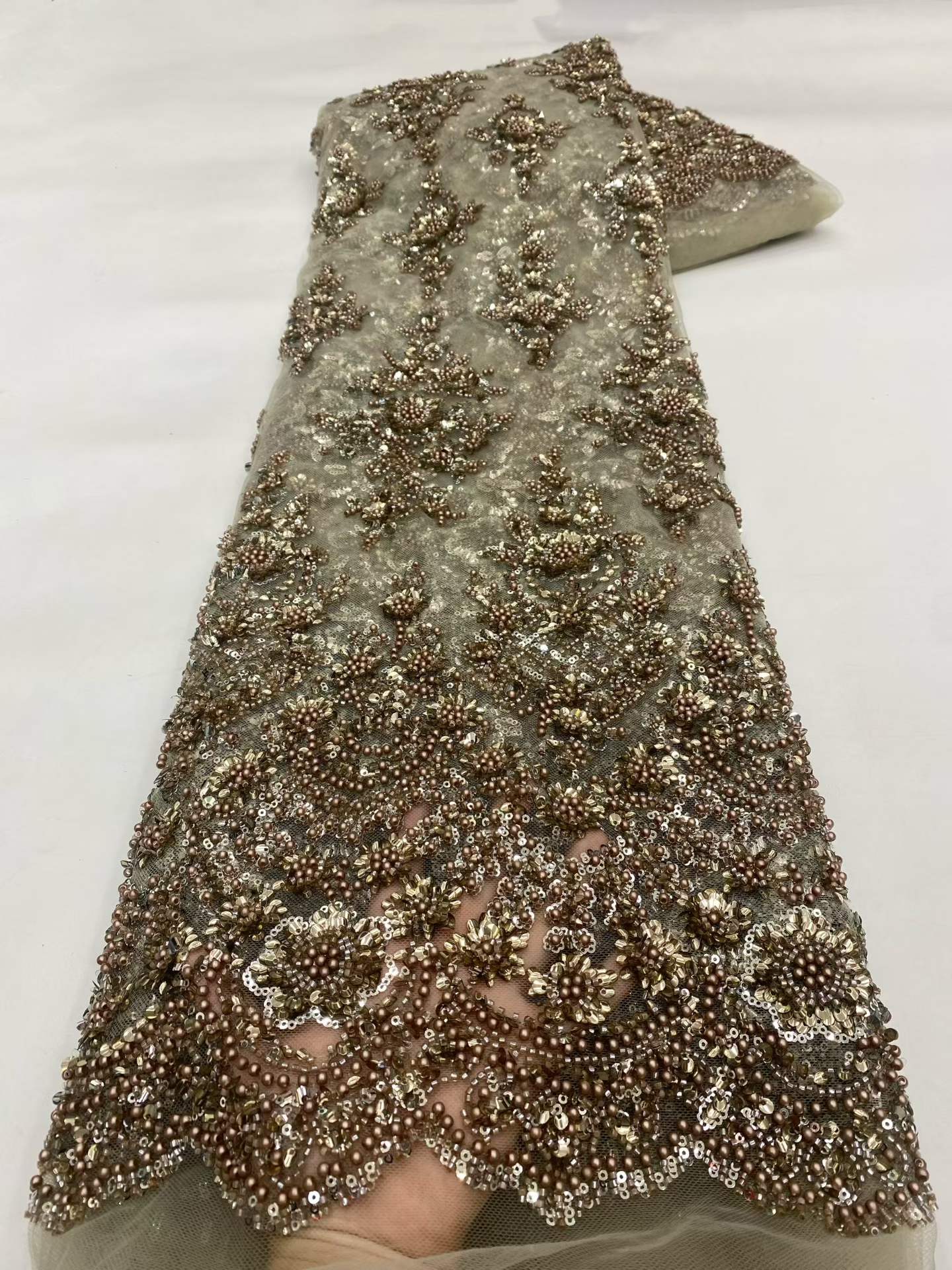 European style sequins embroidered wedding high density lace dress