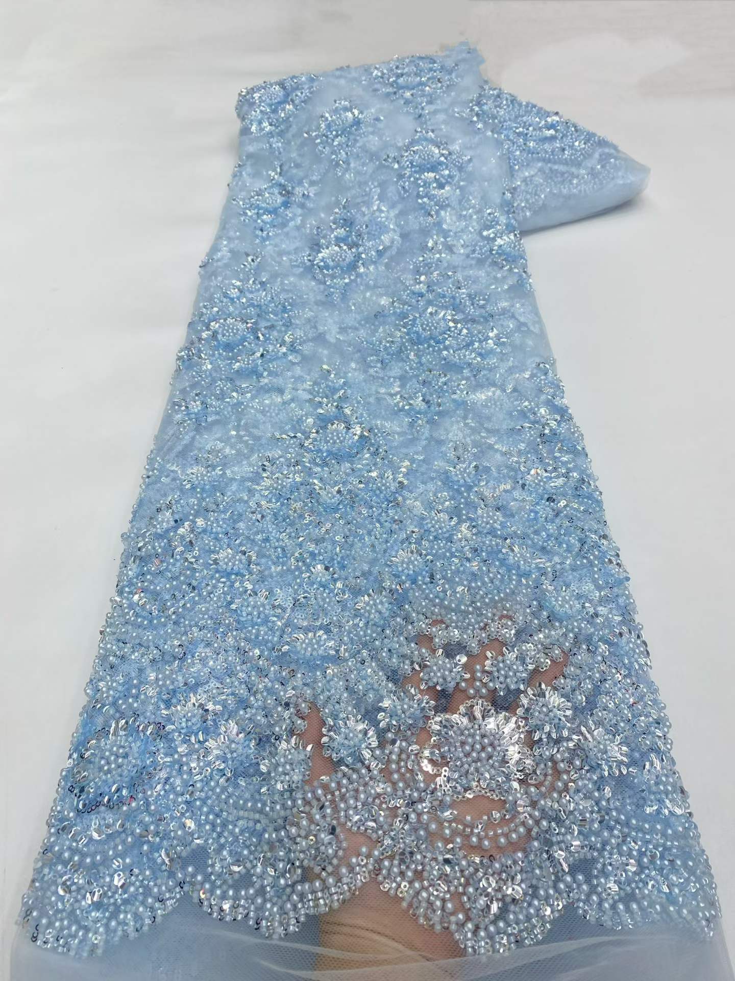European style sequins embroidered wedding high density lace dress