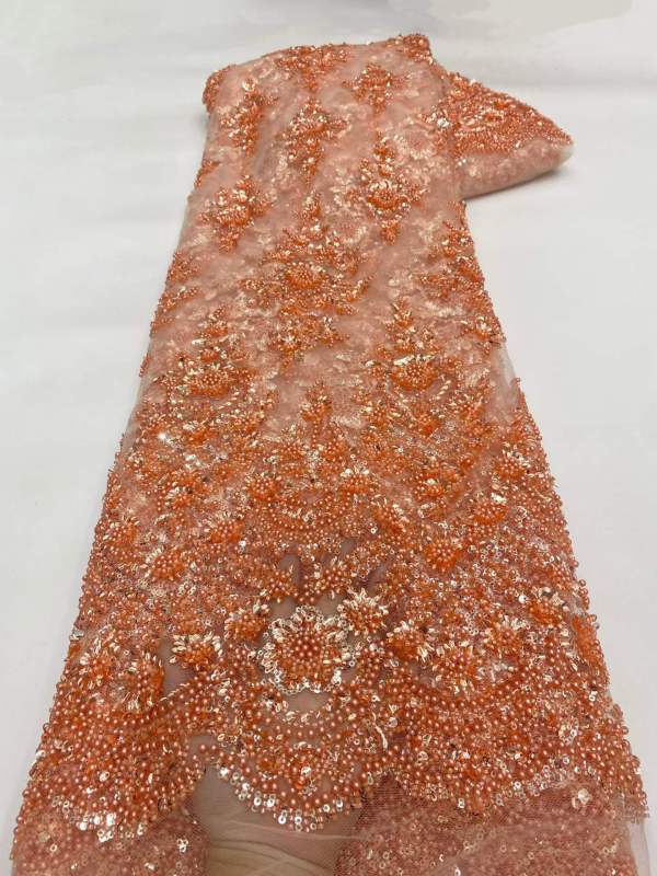 European style sequins embroidered wedding high density lace dress