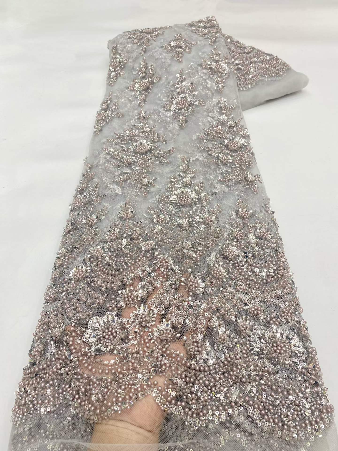 European style sequins embroidered wedding high density lace dress