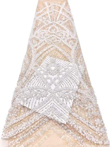 wholesale price heavy beaded and stones embroidered fabric embroidery lace fabric for wedding evening dress