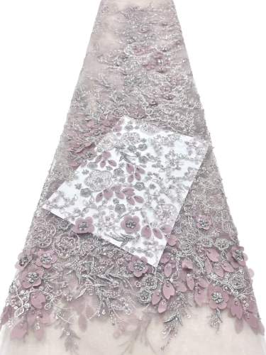 Shiny bridal tulle lace with heavy beads and pearls luxury crystal sequins lace for wedding dress