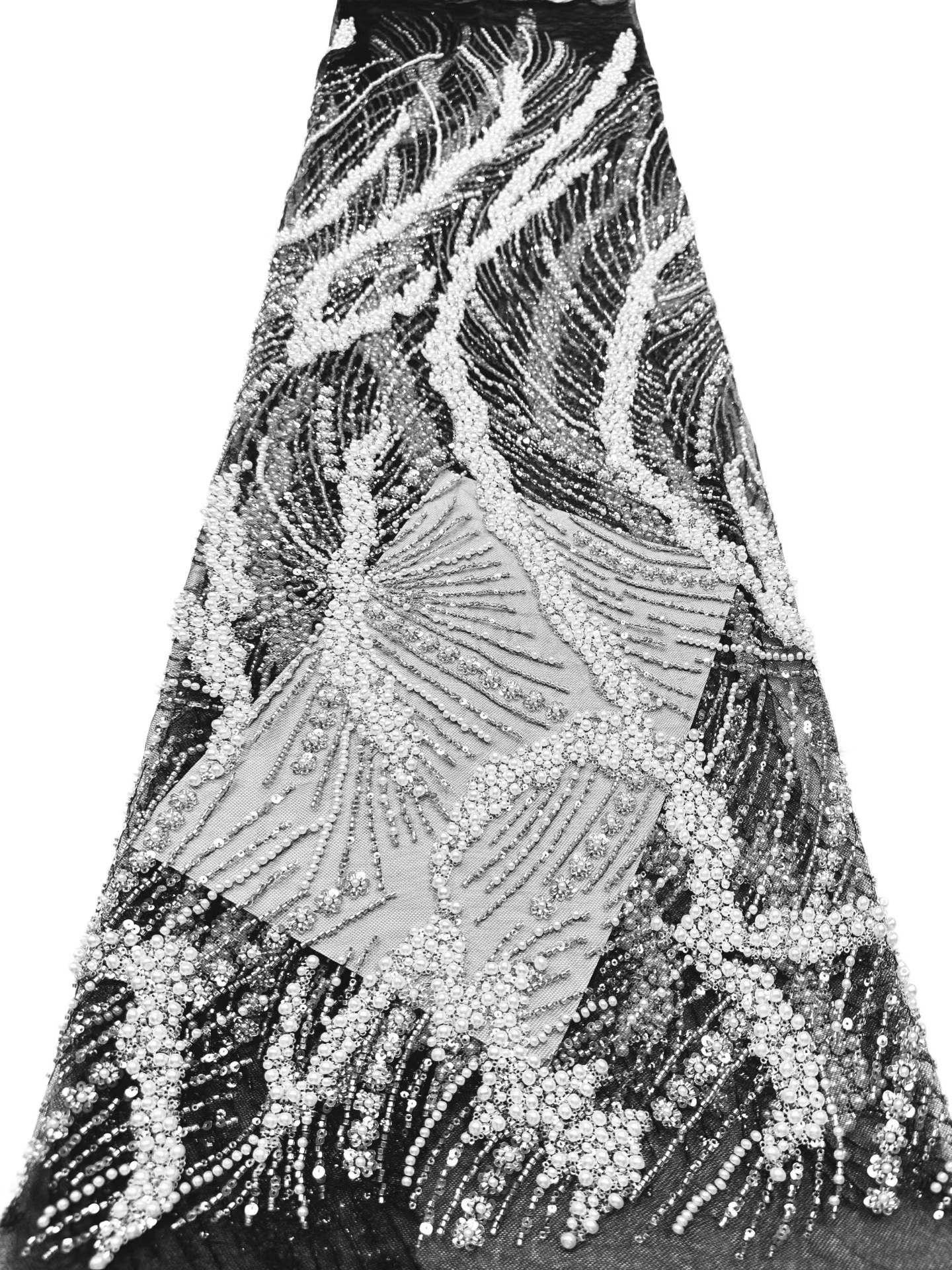 European style sequins embroidered wedding high density lace dress