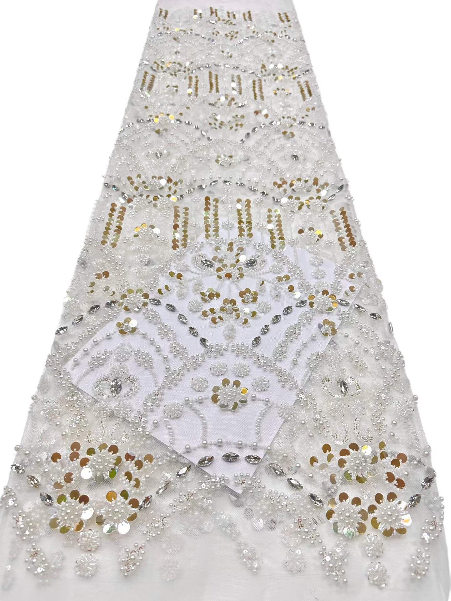European style sequins embroidered wedding high density lace dress