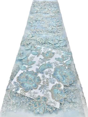 Hot-sale French textiles embroidery with sequin lace fabric suitable for sublimation