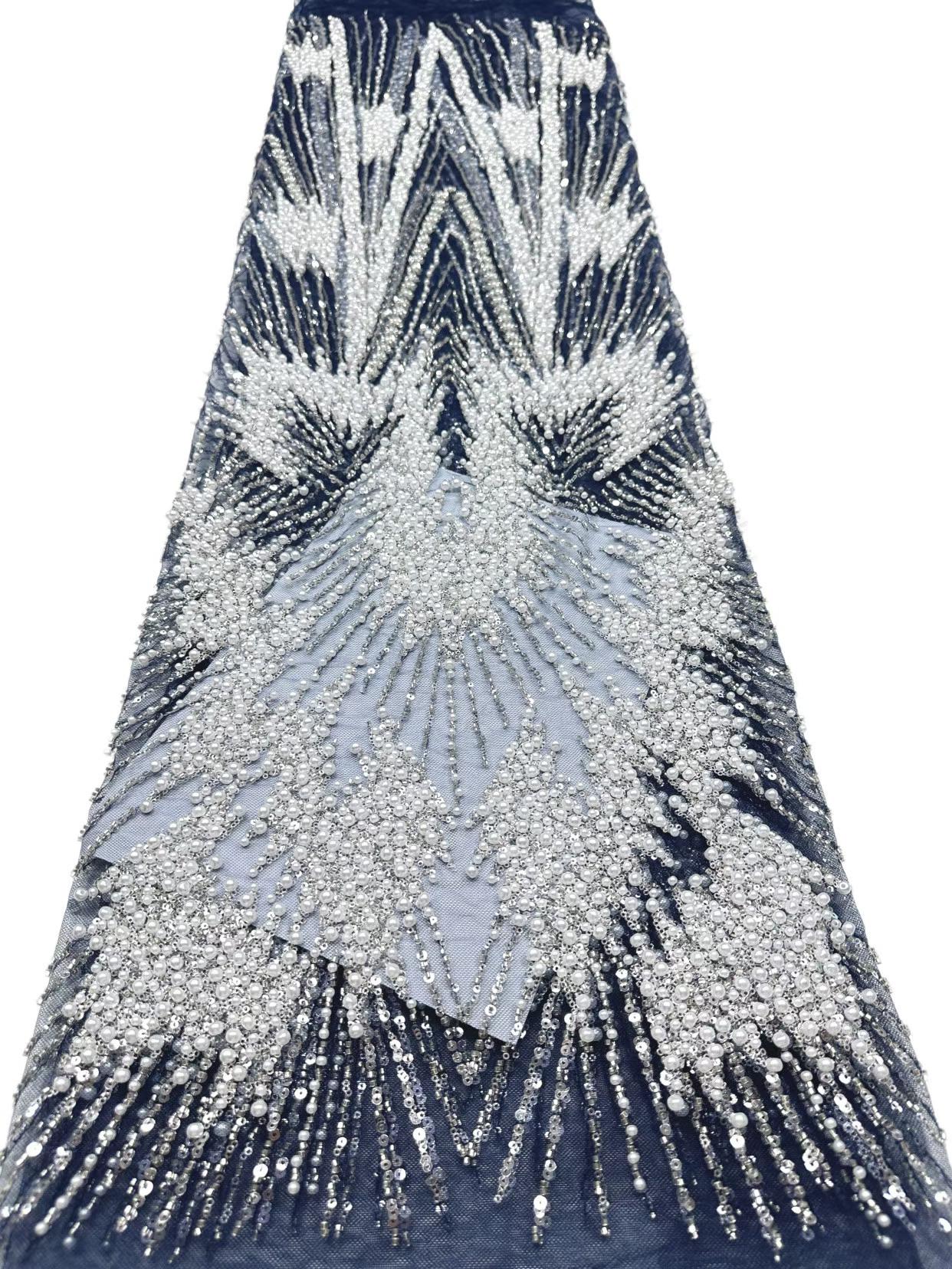 European style sequins embroidered wedding high density lace dress