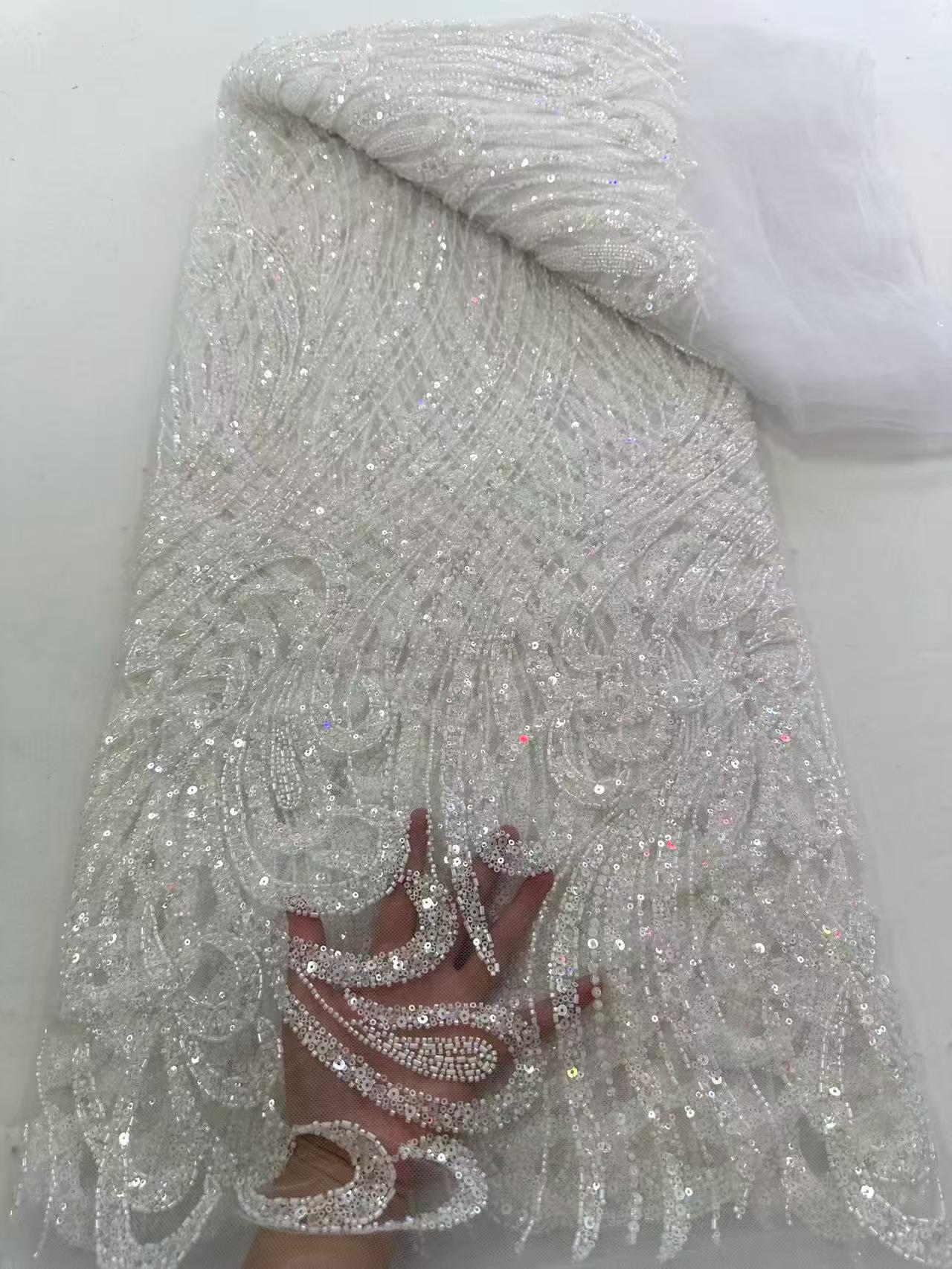 European style sequins embroidered wedding high density lace dress