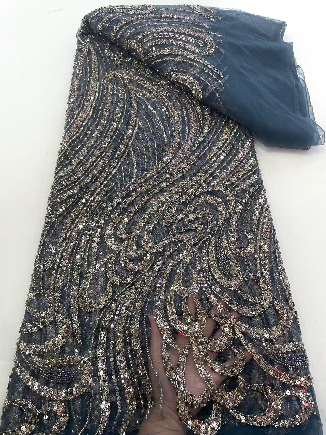 European style sequins embroidered wedding high density lace dress