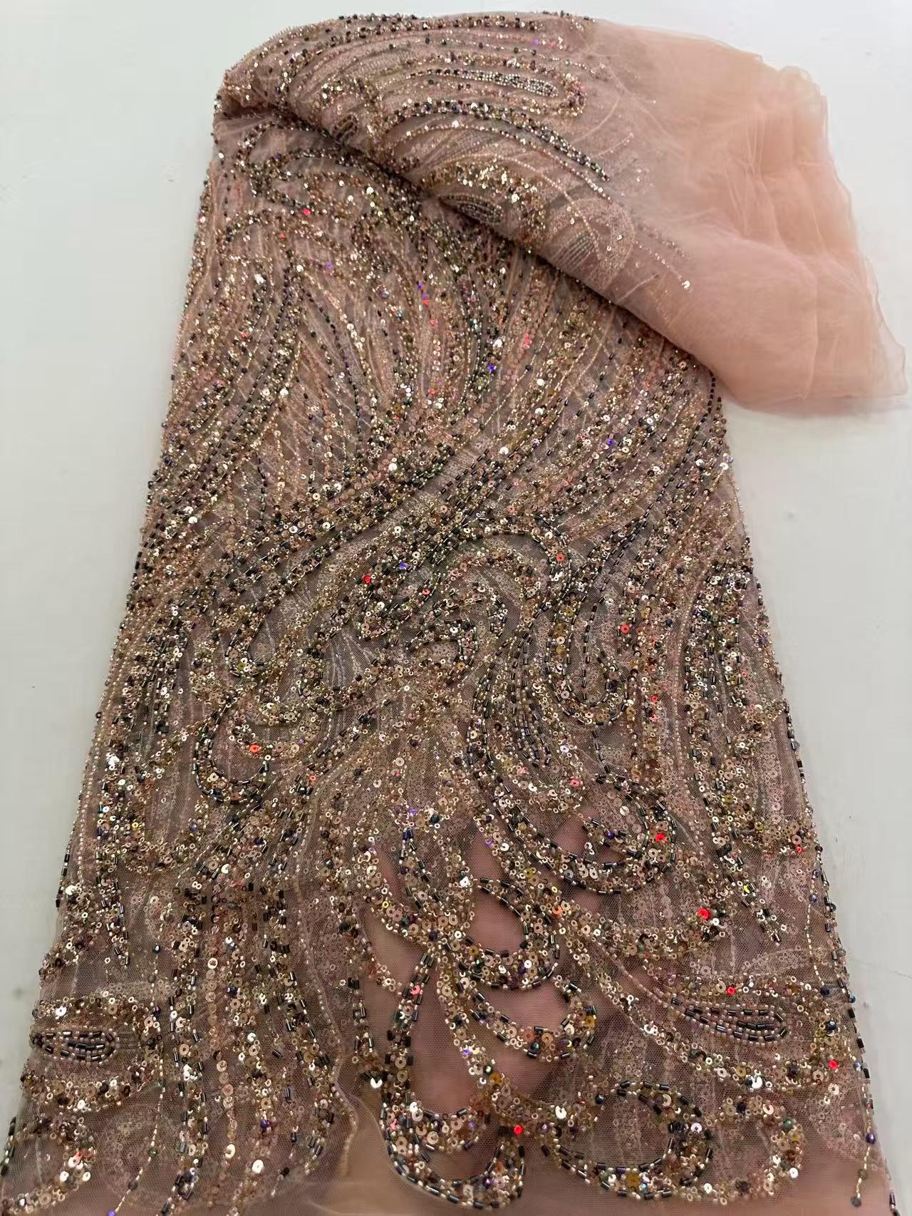 European style sequins embroidered wedding high density lace dress