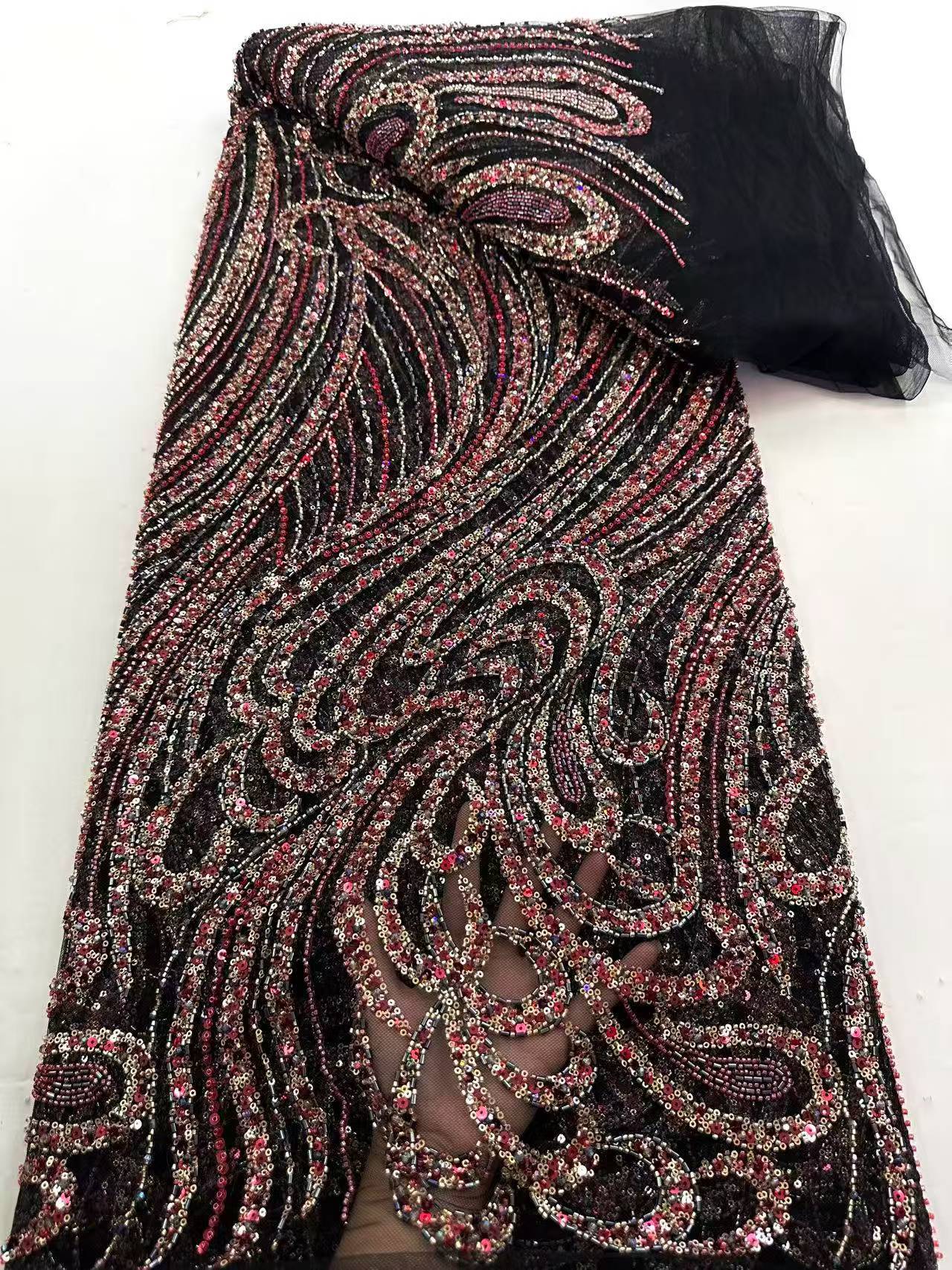 European style sequins embroidered wedding high density lace dress