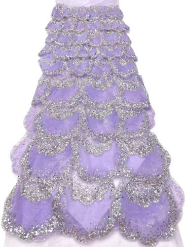 Hot Sale Embroidered Mix Color Beaded Sequins Lace Tulle Dress Wholesale Fabric