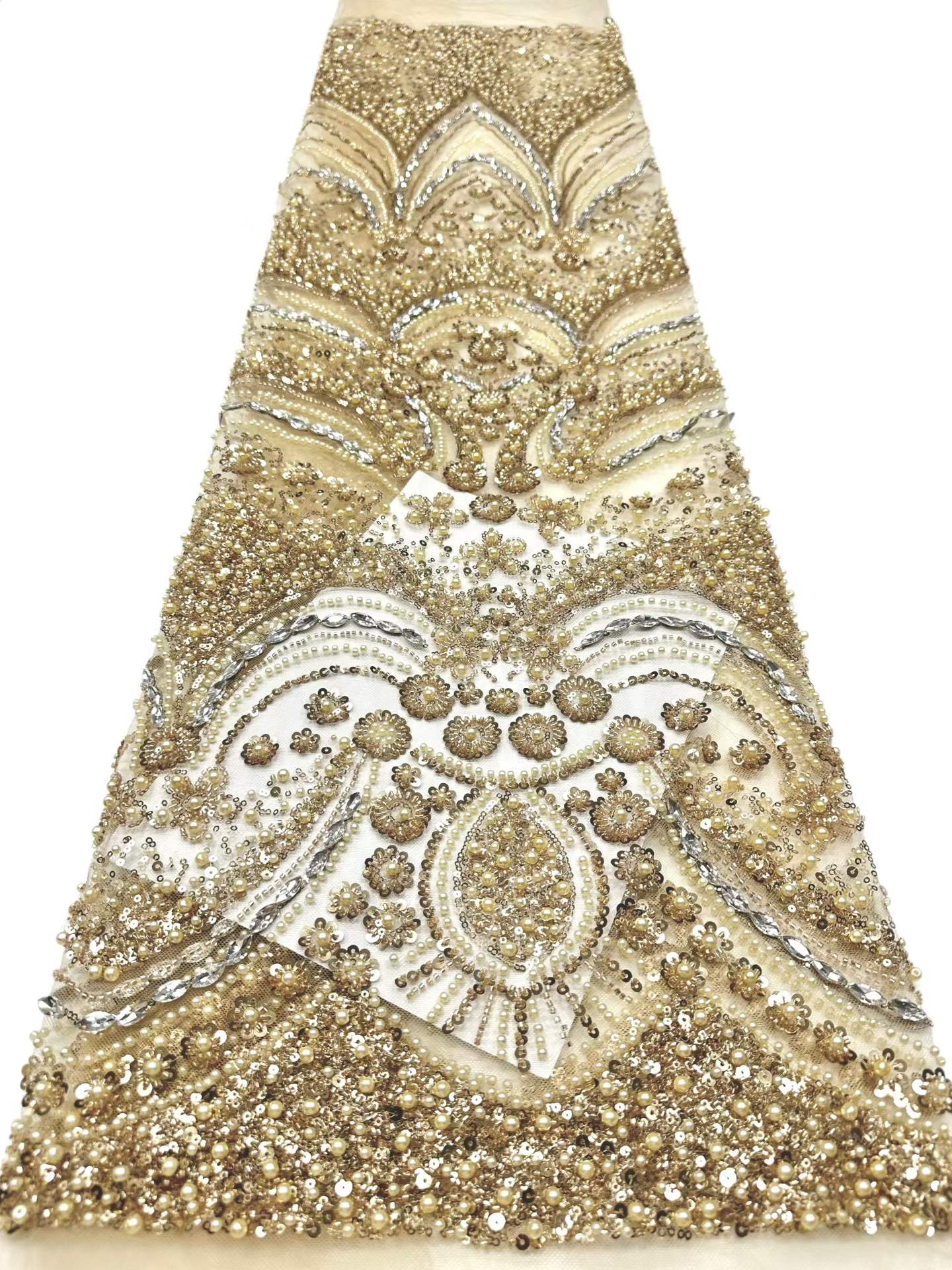 European style sequins embroidered wedding high density lace dress