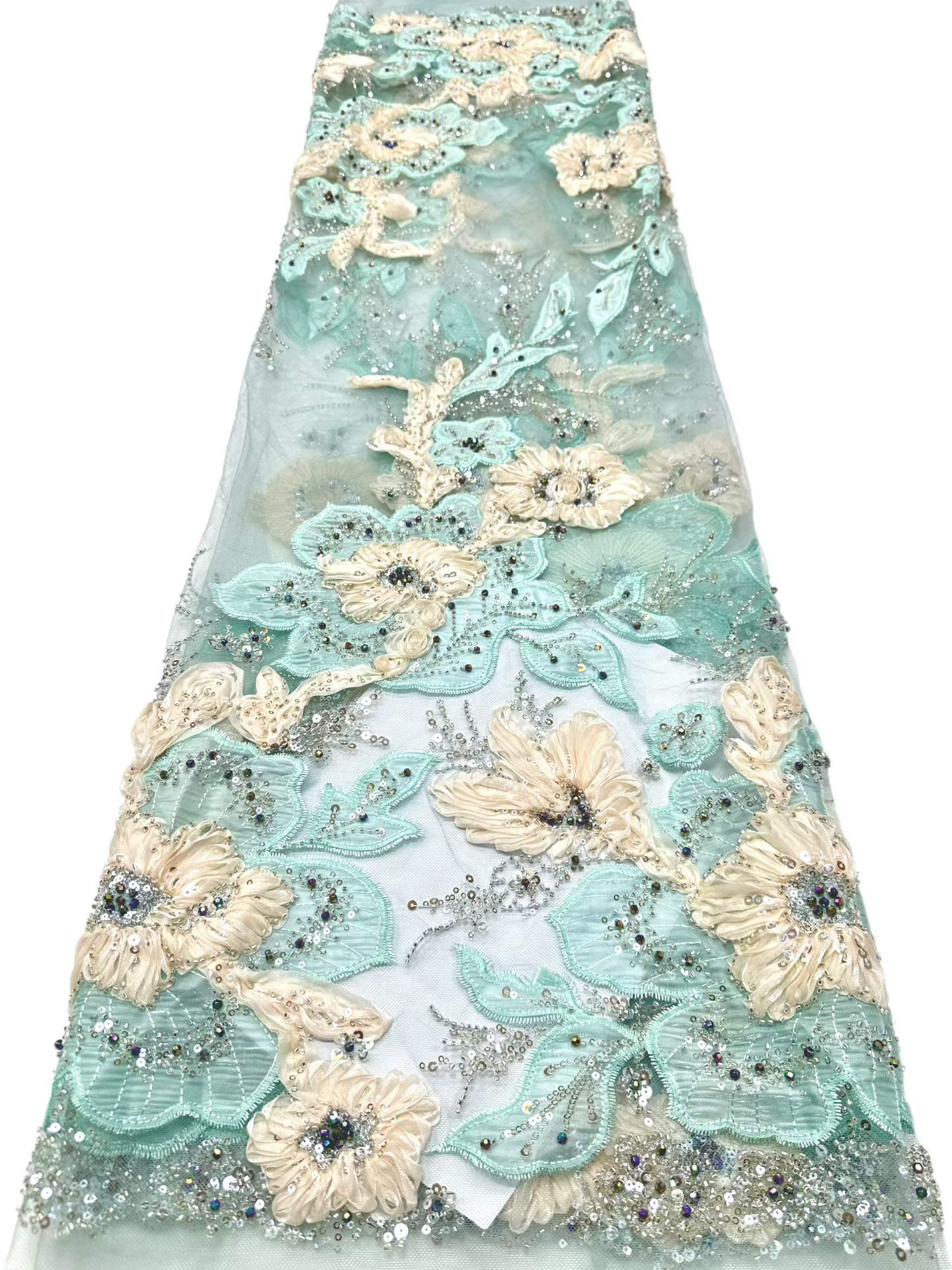 European style sequins embroidered wedding high density lace dress