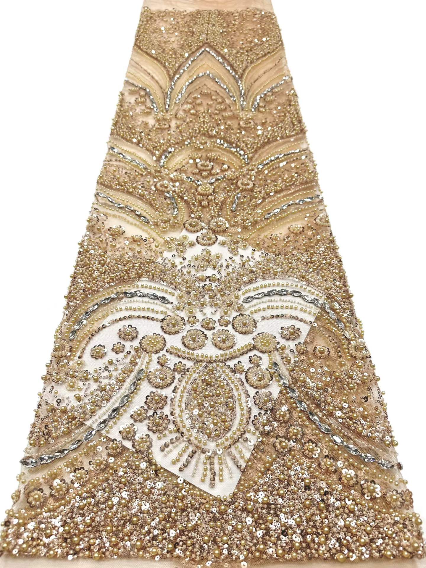 European style sequins embroidered wedding high density lace dress