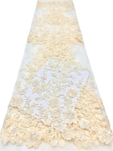 Hot Sale Embroidered Mix Color Beaded Sequins Lace Tulle Dress Wholesale Fabric