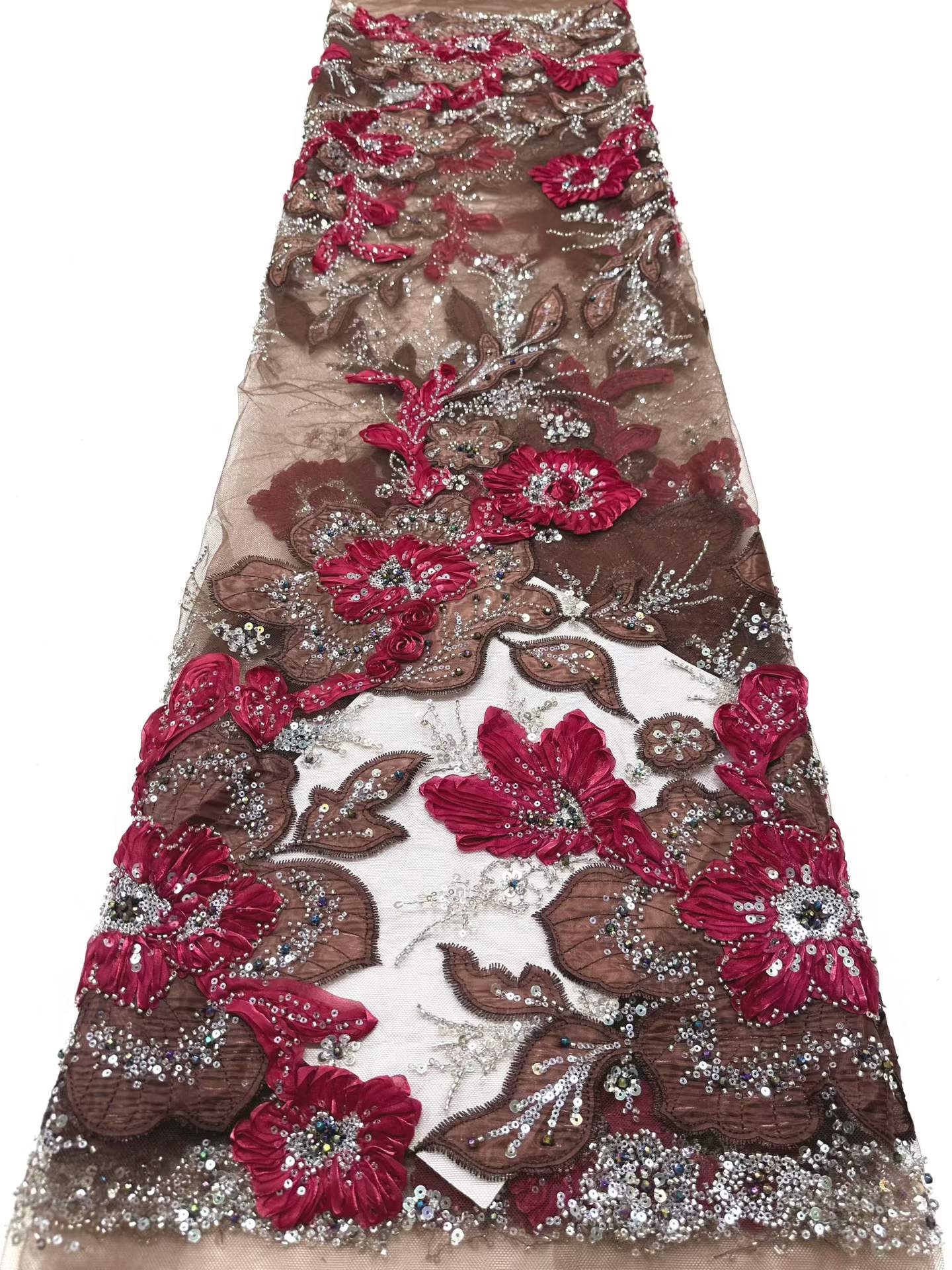 European style sequins embroidered wedding high density lace dress