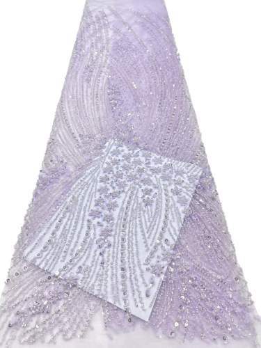 Hot Sale Embroidered Mix Color Beaded Sequins Lace Tulle Dress Wholesale Fabric