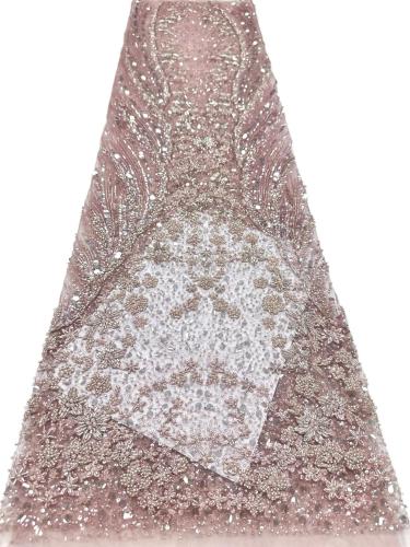 Shiny bridal tulle lace with heavy beads and pearls luxury crystal sequins lace for wedding dress