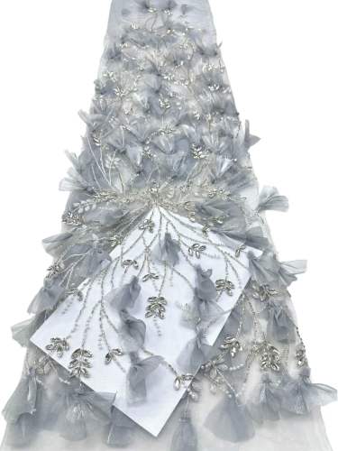 Hot-sale French textiles embroidery with sequin lace fabric suitable for sublimation