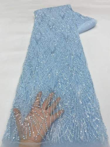 Hot-sale French textiles embroidery with sequin lace fabric suitable for sublimation