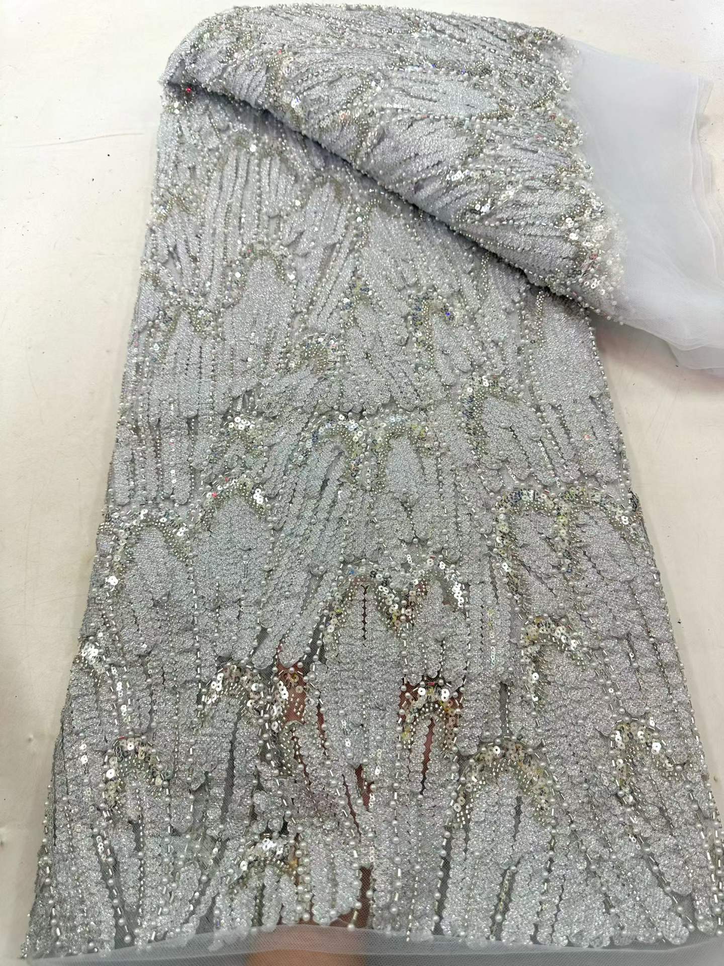European style sequins embroidered wedding high density lace dress