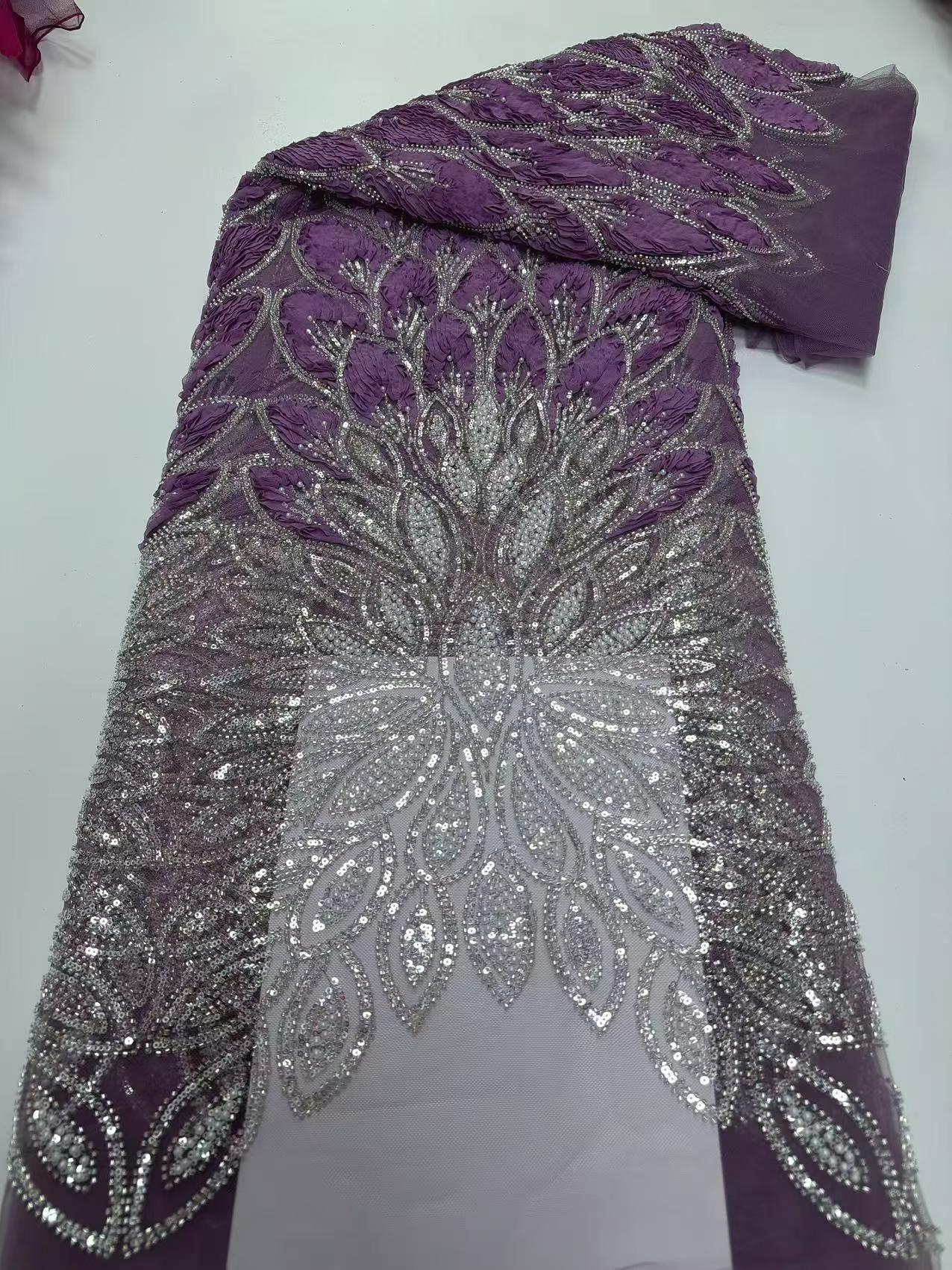 European style sequins embroidered wedding high density lace dress