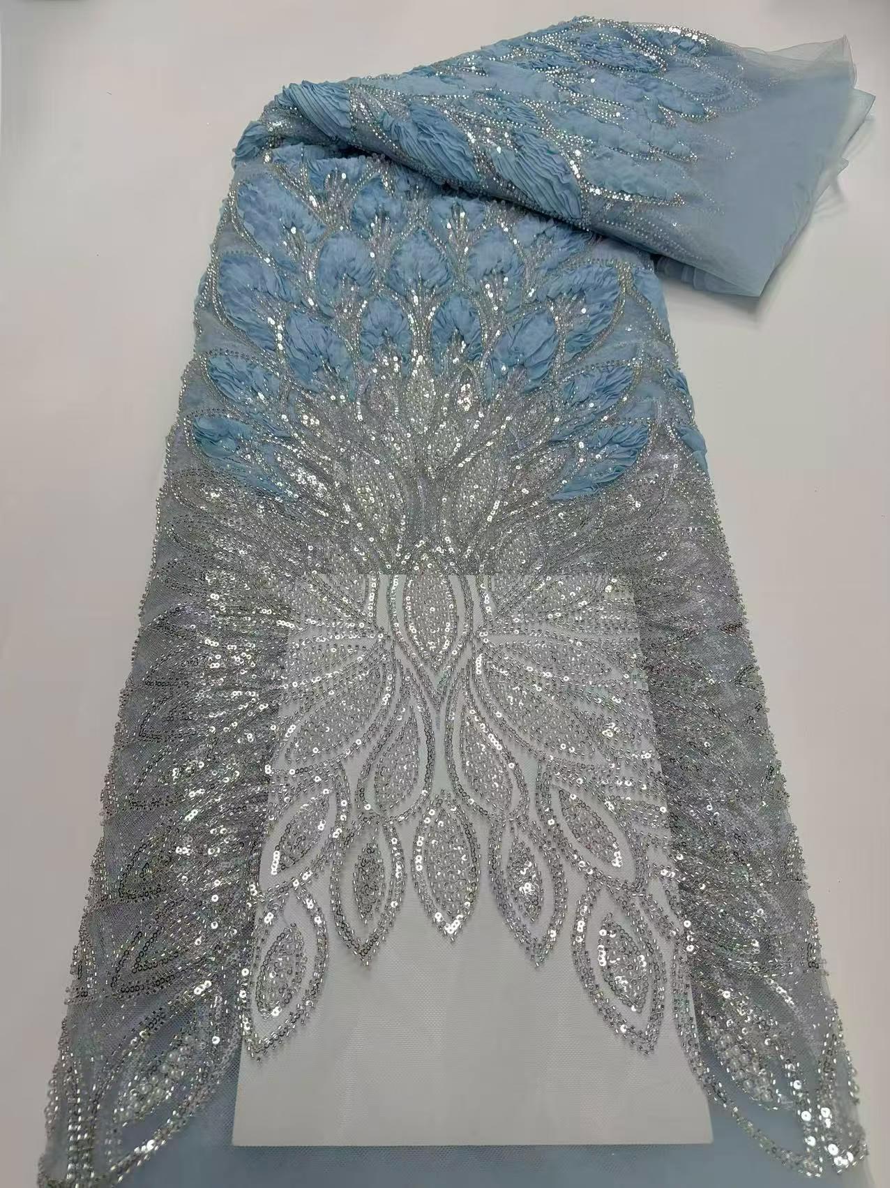 European style sequins embroidered wedding high density lace dress