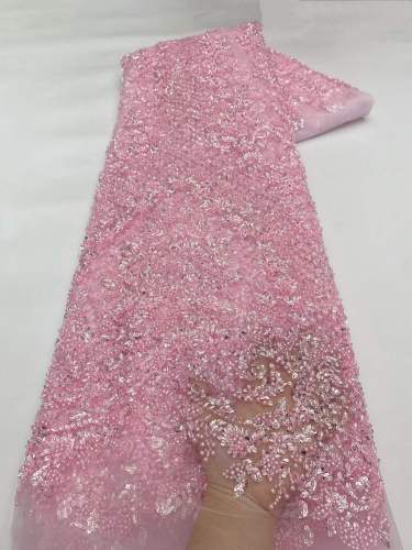 Hot-sale French textiles embroidery with sequin lace fabric suitable for sublimation