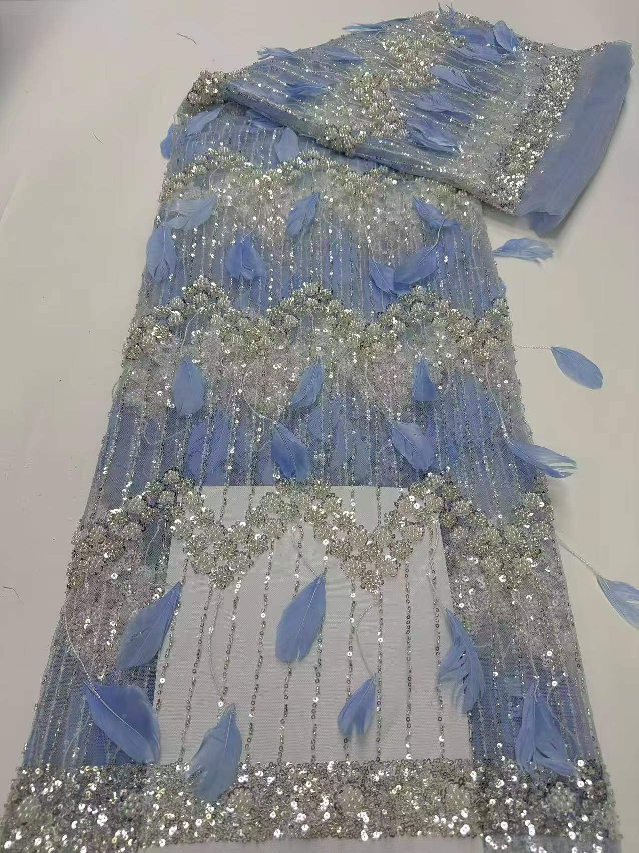 Hot-sale French textiles embroidery with sequin lace fabric suitable for sublimation