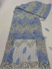 Hot-sale French textiles embroidery with sequin lace fabric suitable for sublimation