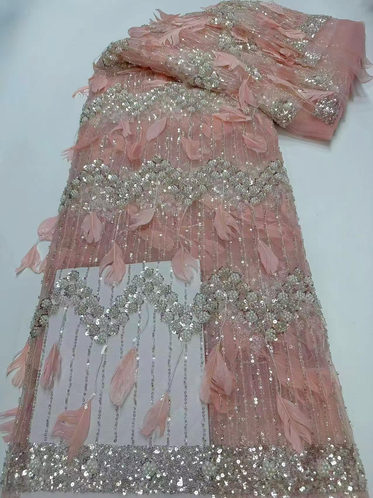 Hot-sale French textiles embroidery with sequin lace fabric suitable for sublimation