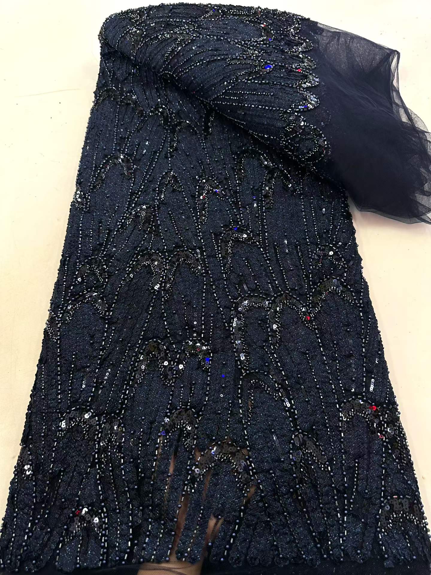 European style sequins embroidered wedding high density lace dress