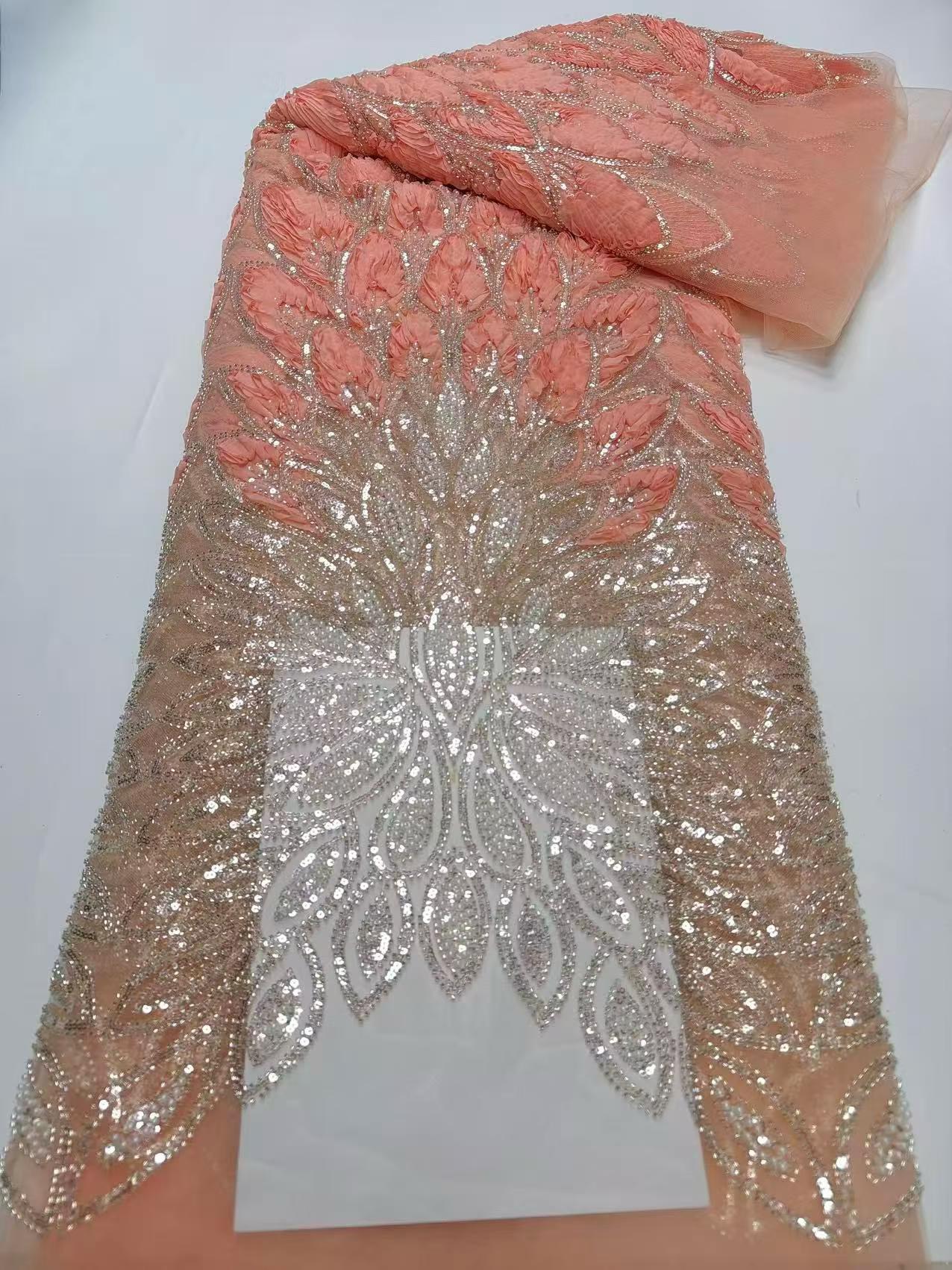 European style sequins embroidered wedding high density lace dress