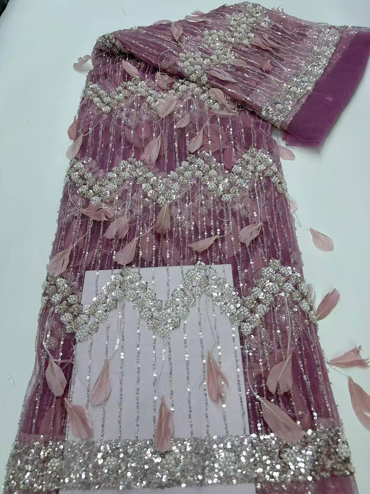 Hot-sale French textiles embroidery with sequin lace fabric suitable for sublimation