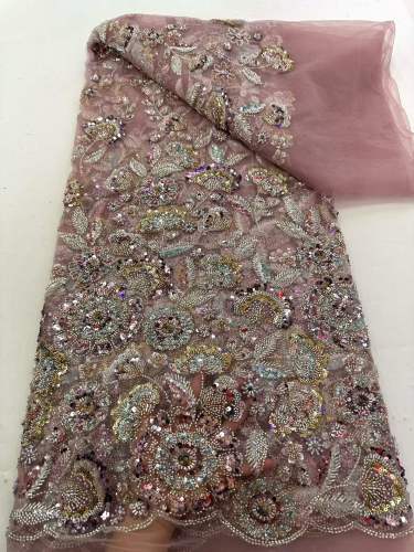 Hot-sale French textiles embroidery with sequin lace fabric suitable for sublimation