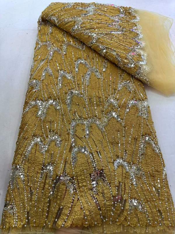 European style sequins embroidered wedding high density lace dress