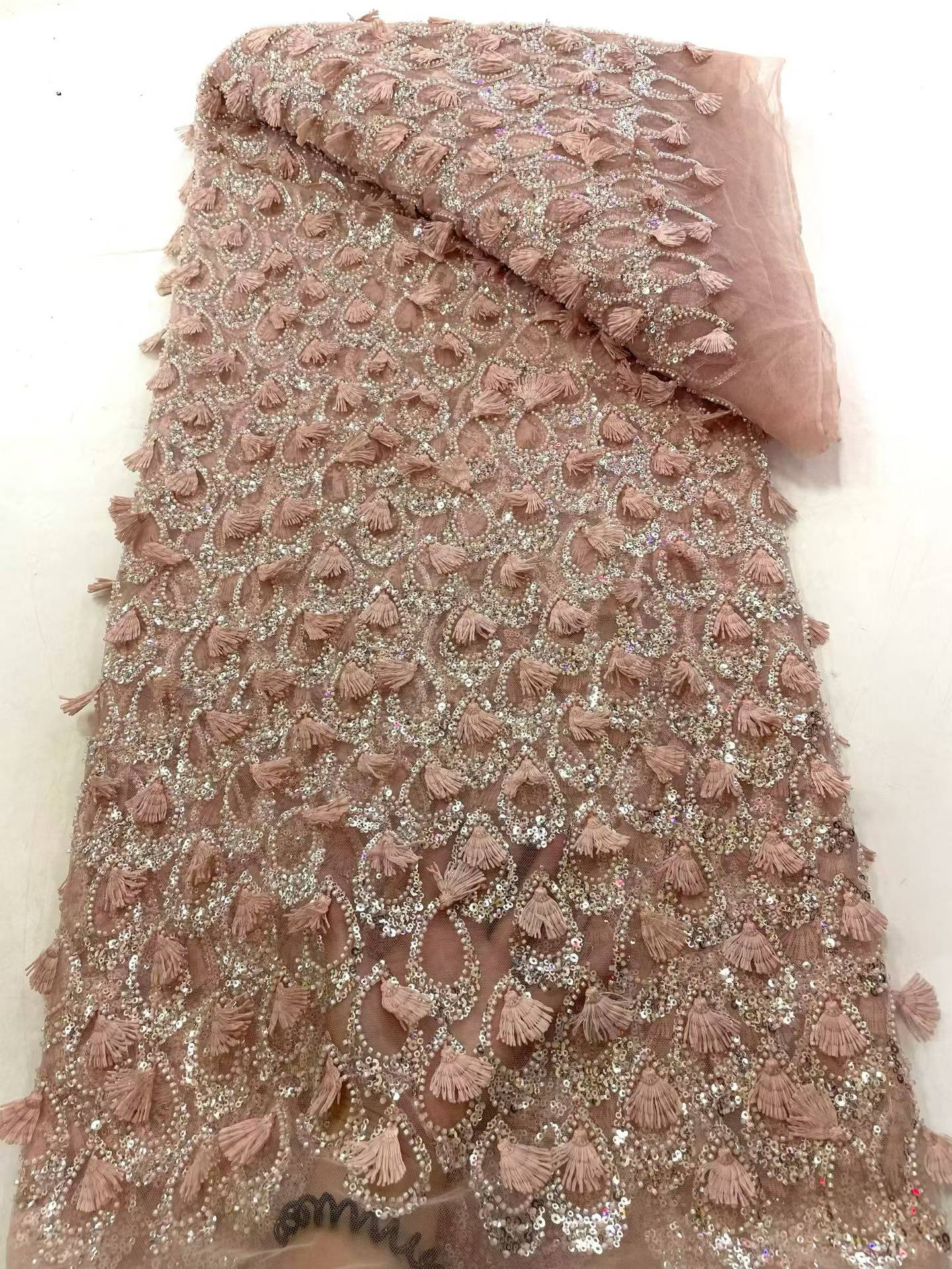 European style sequins embroidered wedding high density lace dress